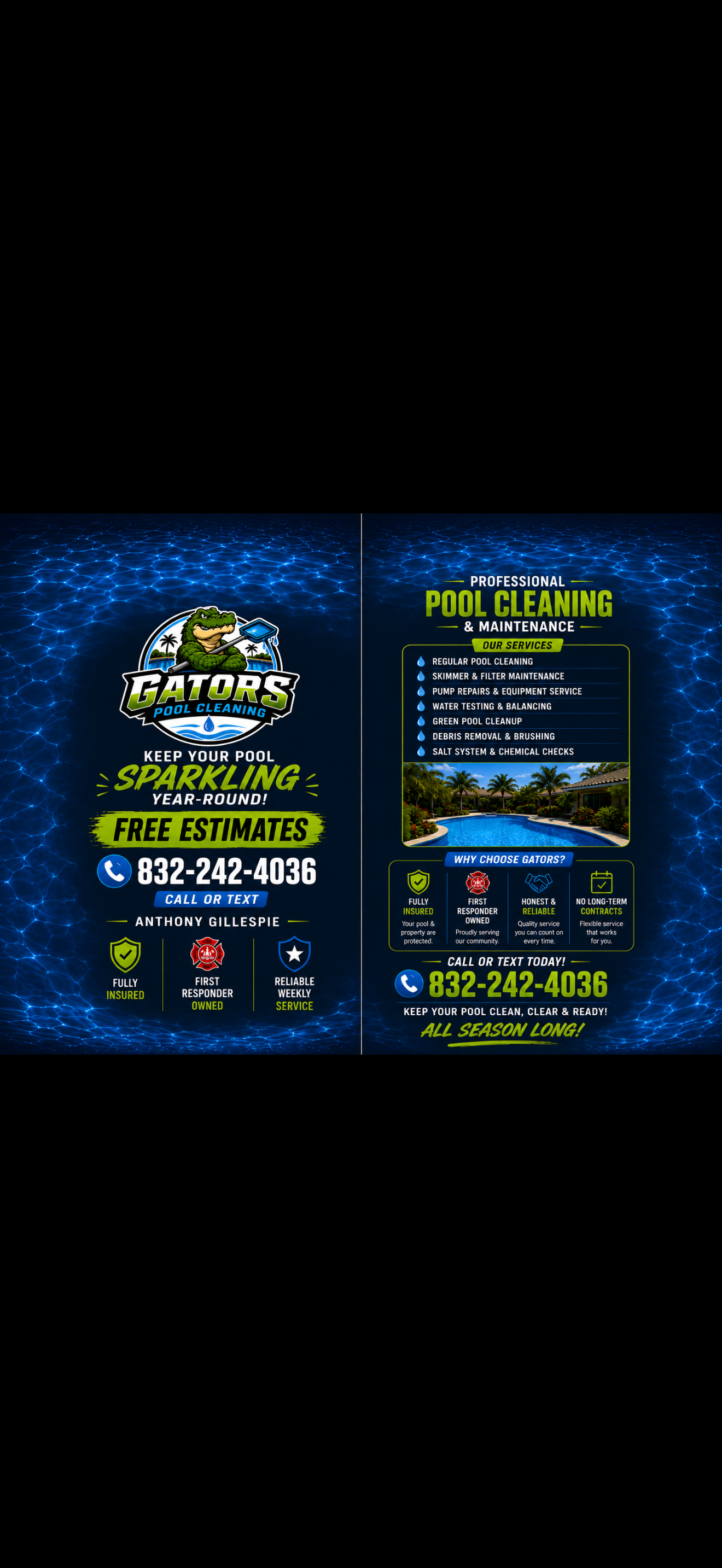 Gators Pool Cleaning digital advertisement